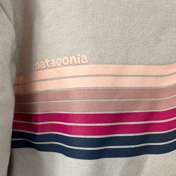 Patagonia Gray Hoodie with Pink and Blue Wave Design - Picture 3 of 6